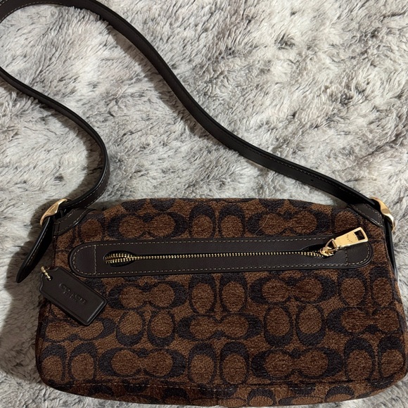 Coach Brown Chenille Shoulder Bag - Picture 2 of 3